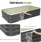 G GOOD GAIN 4-in-1 Adjustable Raised Garden Bed Kit | Galvanized Planter Boxes for Vegetables, Flowers | 12" Tall, Multiple Sizes (5x3x1ft, 4x4x1ft, 6x2x1ft, 7x1x1ft) | Outdoor Metal Raised Bed, Grey