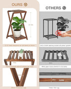 Tall Plant Stand Indoor, Wooden 2 Tier Plant Shelf for Multiple Plants,Corner Square Plant Display Rack,65in Flower Potted Stand for Living Room Balcony Bedroom Office