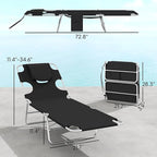 Outsunny Chaise Lounge Chair Outdoor Set of 2 with Face Arm Hole, 5-Position Reclining Face Down Tanning Chair with Carry Strap, Side Pocket, Portable Folding Bed Cot for Patio Beach Pool, Black