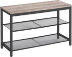HOOBRO Shoe Bench, 3-Tier Shoe Rack, Industrial Shoe Organizer Storage Bench, 29.5 inches Entry Bench with Mesh Shelves, for Entryway, Living Room, Hallway, Easy Assembly, Greige BG75HX01
