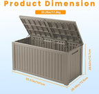 TARKARI 200 Gallon Lockable Resin Deck Box, Waterproof & UV-Resistant Outdoor Storage Box for Outdoor Cushion Storage, Garden Tools & Pool Accessories Storage, Gray