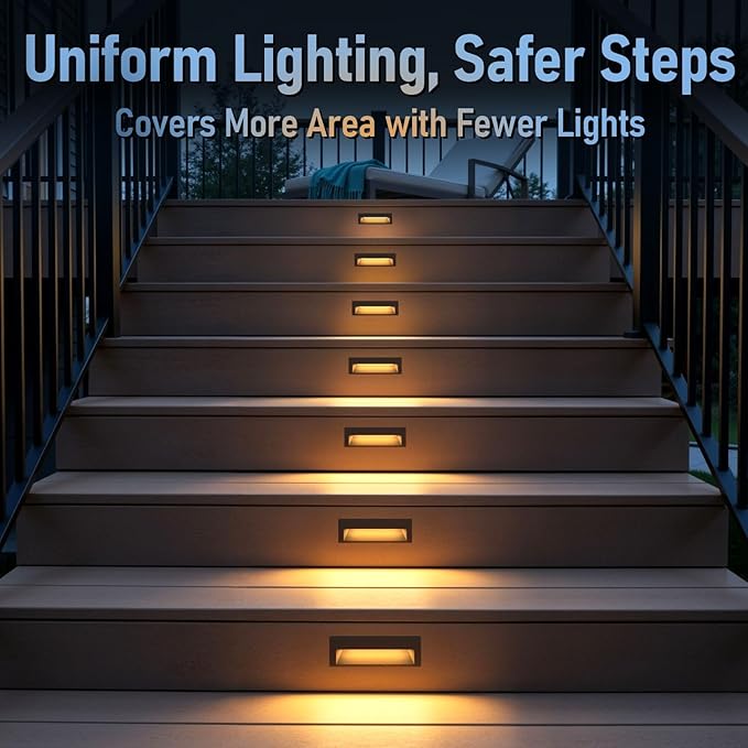 LEONLITE 10.6 Inch 5CCT LED Low Voltage Step Lights, 12–24V AC/DC 6W Surface Mount Ultra-Slim Landscape Stair Lights, IP65 Aluminum Outdoor Lighting for Decks, Hardscapes, Oil Rubbed Bronze, Pack of 3