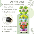 Umigy 2 Set of 7 Tier Vertical Planter Stackable Tower Planters Strawberry Herb Flower and Vegetable Pots Indoor Outdoor Gardening Pots with Removable Wheels and Tools(Macaron)