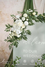 Artificial Wedding Arch Flowers, 4-Piece Silk Floral Set in White & Sage
