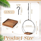 Geelin 2 Pack Plant Hanger with Wood Base Hanging Window Planter Boho Macrame Hanging Plant Holders for Window Indoor Outdoor Room Ceiling Home Decorations (Brown)