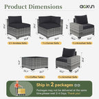 Aoxun 6 Piece Patio Furniture Set with Wide Armrests Wicker Rattan Outdoor Sectional Sofa Set with Coffee Table and Thickened Cushions, Grey/Black(Waterproof Cover Included)