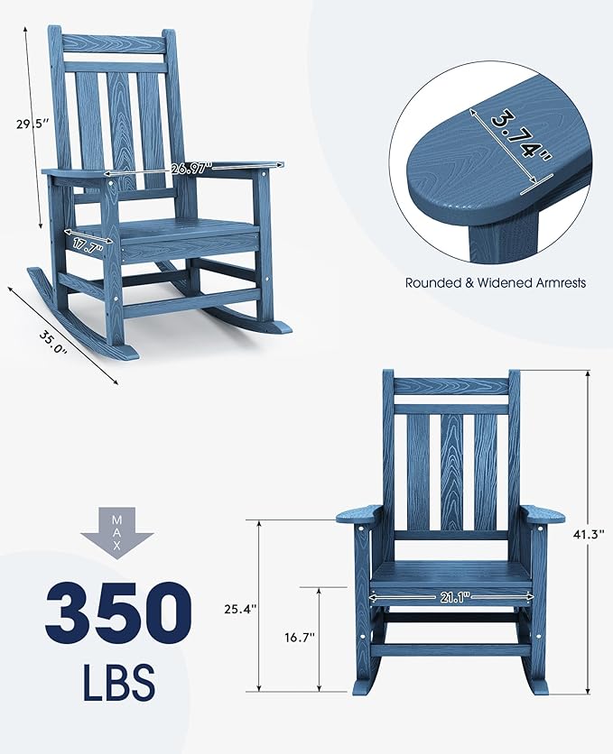 Oversized Outdoor Rocking Chair Set of 6 – Blue