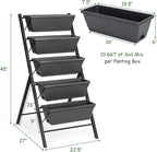 Giantex Vertical Raised Garden Bed, Elevated Planter Raised Beds with Water Drainage, Freestanding 5 Container Boxes for Vegetables and Flowers Growing, Outdoor Indoor Patio Balcony