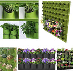 Hanging Planting Grow Bags, 64 Pockets Hanging Vertical Wall Planter Wall Mounted Grow Bag Outdoor Indoor Gardening Vertical Greening Flower Container, Planting Bags Storage Bags(1.0 m × 1.0 m, Green)