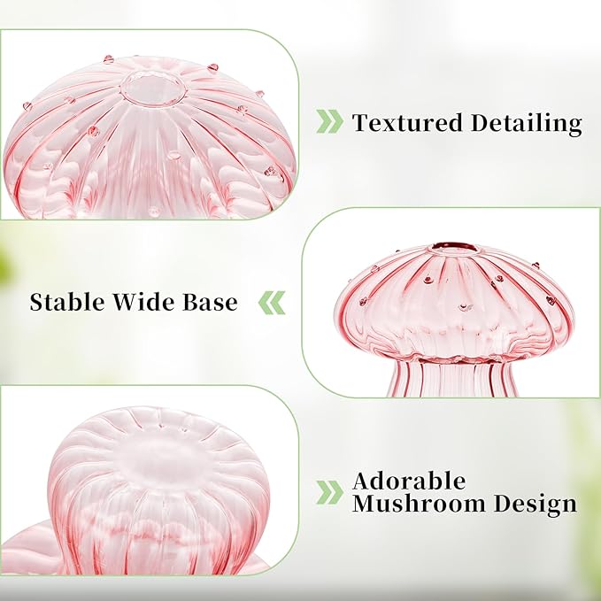 Pots: Pink Borosilicate Glass Mushroom Propagation Planter, 0.78-Inch Opening