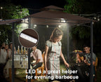 ABCCANOPY Grill Gazebo with Extra Awning - 11x5 Outdoor BBQ Canopy Shelter with 2 Led Lights for Patio Backyard Grilling (Coffee)