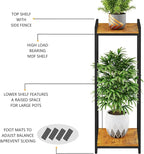 2-Tier Plant Stand Indoor, 34" Tall Modern Plant Shelf Corner Flower Pot Holder Organizer for Living Room Balcony Garden, Rustic Brown