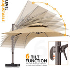 9' X 12' Cantilever Outdoor Patio Umbrellas with Base Included, Large Rectangle Umbrella Heavy Duty 360°Rotation Offset Umbrella for Garden Deck Pool Patio,Brown