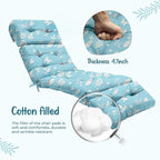 Outdoor Chaise Lounge Chair Cushion 75.1 x 22.8 x 4.7 Inches 100% Waterproof Replacement Cotton Patio Pool Lounge Chair Cushion for Outdoor Furniture with Ties, Blue Butterfly