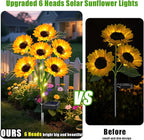 Sunflower Solar Lights Outdoor Decor, 6 Pack Solar Garden Decor Waterproof Solar Sunflower Outdoor Lights for Garden Patio,Flower Bed, Pathway, Gift for Women, Mom, Grandma (6 Pack)