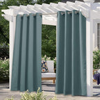 NICETOWN Greyish Blue Outdoor Curtains for Patio Waterproof, Thermal Insulated Rustproof Grommet Blackout Indoor Outdoor Gazebo Curtains Window Treatments for Outdoor Events, W52 x L84, 1 Panel