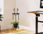 CASIMR Plant Stand Indoor Outdoor, Metal Rustproof Flower Shelf 2 Tier 23.9 inch, Tall Multiple Plant Pot Holder Rack for Garden Patio Living Room Corner Balcony, 2 Pack Black