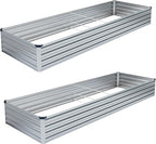 2PCS 8x4x1FT Galvanized Raised Garden Bed Kit,Vegetable Boxes-Rectangle Metal Flower Box,Large Planter Raised Beds Outdoor Garden for Planting,Fruit,Herb-Silver