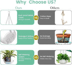 4 Pack 8 Inch Self Watering Hanging Planters for Indoor Outdoor Plants，Hanging Pots for Plants with Drainage Removable Tray, Hanging Baskets Flower Pots for Ivy Pothos Spider Garden Porch White