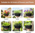 Hanging Planter for Indoor Plants, 10 Inch Self-Watering Hanging Planters with Drainage Holes and Chain, Set of 2 Outdoor Hanging Pots for Garden Home
