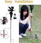 Solar Fairy Garden Stake Decorative Lantern Outdoor Waterproof, 2-Pack Solar Courtyard Lawn Decorative Lights,Outdoor Garden Statue Lights (Warm Lighting)
