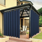 BONZER Waterproof Indoor/Outdoor Curtains for Patio Thick Privacy Wide Grommet Curtains for Bedroom, Living Room, Porch, Pergola, Cabana, 1 Panel, 110W x 120L inch, Navy