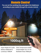Solar Flood Light Outdoor 1000LM Dual 6000K Bright White Floodlights Ip65 Waterproof Solar Power Light Auto On/Off Dusk to Dawn with Remote Control for Yard, Garden, Shed, Barn.