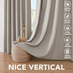 H.VERSAILTEX Blackout Drapes Linen Blackout Curtains 84 inch Length 2 Panels Set, 100% Blackout Thermal Insulated Textured Curtain Anti-Rust Grommet Curtains with White Liner, Stone