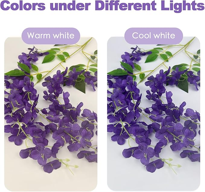 Artificial Wisteria Flower Vines, 48 Pack, Dark Purple Hanging Decor