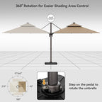 9x12FT Brown Cantilever Outdoor Patio Umbrella with Base, Large Rectangular Offset Design, Double Top Heavy Duty Aluminum Frame & 360° Rotation for Pool Garden Deck Backyard