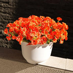 Artificial Flowers for Outdoors, UV Resistant Fake Silk Morning Glory, Realistic Faux Plants for Outside Porch Patio Window Box Hanging Planter (16, Orange)