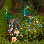 DREAMSOUL 2 Pack Peacock Solar Lights Outdoor, Tall Waterproof LED Outdoor Solar Lights for Yard Pathway Peacock Decor