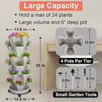 GameXcel Vertical Planter 6 Tier Stackable Planters Garden Planters Strawberry Herb Flower and Vegetable Planter Indoor Outdoor Gardening Pots with Removable Wheels and Tools 2-Pack
