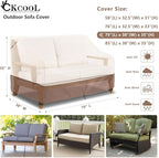 Waterproof Patio Sofa Cover for Loveseats, Benches & 3-Seat Sofas, Beige Brown