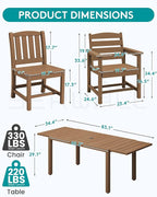 SERWALL 9-Piece Outdoor Dining Set, 60" - 83" Expandable Outdoor Dining Table and 8 HDPE Chairs, All Weather HDPE Outdoor Furniture Set for Backyard, Garden, Brown