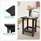 Outdoor Side Table, HDPS Single Adirondack Side Table Weather Resistant, Outside Table for Adirondack Chair, Outside End Table for Patio, Pool, Deck, Porch, Patio or Indoor Use, Black