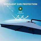 OLILAWN 10ft Patio Umbrella with Base Included, Outdoor Offset Cantilever Umbrella Upgraded Yarn-dyed Fabric Shade, Sturdy 8 Rids,360 Degree Rotation & Easy Tilt Adjustment, for Pool Deck Porch Backyard Garden,Sapphire