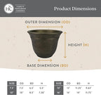 The HC Companies Sierra Round Self-Watering Pot - Lightweight Plastic Planter for Herbs & More - Durable Plant Pots for Indoor Plants & Outdoor Plants (16” Celtic Bronze, Pack of 1)