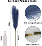 Artificial Pampas Grass Stems, 8 Pack 35-Inch Fluffy Silk Plumes in Blue