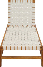 Christopher Knight Home Susua Rope Chaise Lounge with Acacia Wood Frame, Adjustable Backrest Single Lounge Sofa, Patio Sun Lounger Recliner Chair for Poolside Backyard, Teak + White