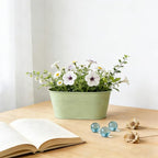 Balcony Hanging Planters Flower Pots, 10" Metal Flower Pots for Outdoor Balcony Rails, Fence Pot Hanging Plant Holders with Detachable Hooks for Garden Patio Yard Decor (Mint Green, 4Pcs)