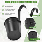 OBTANIM 12 Pack Metal Hanging Flower Pots Railing Planter Outdoor Fence Hanging Bucket Plant Holder with Detachable Hooks Drain Holes for Home Garden Yard Decor (Black, 4 x 4 Inch)