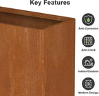 Corten Steel Planters - 24X12X24 inch Removable Insert Shelf for Garden Patio