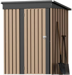 Greesum 5×3FT Outdoor Storage Shed, Metal Patio Storaged Sheds with Lockable Doors, Sheds & Outdoor Storage for Bike, Backyard, Pool and Garden, Brown
