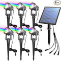APONUO Solar Spot Lights - Outdoor 6-in-1 Landscape Lights, Dusk to Dawn Solar Uplights, IP65 Waterproof, 9.8ft Cable for Yard, Pathway, Garden, Tree Decoration (Multicolor)