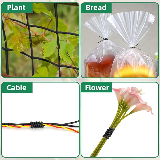 Decoroca Soft Plant Ties for Support - 65.6' Reusable Waterproof Plant Wire, Garden Twist, Office Organization and Decoration Binding（1pc/Black）