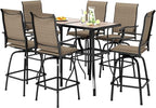 PHI VILLA Outdoor Bar Set for 6, High Top Patio Table and Chairs with Outdoor Swivel Bar Stools for Yard and Garden