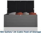 Cosco Outdoor Living 88180BGY1E Cosco Outdoor Patio Storage, Extra Large, 180 Gallons, Charcoal Deck Box, Black/Gray