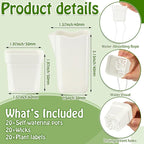 LemonRoad 20 Pack 2" Small Self Watering Pots for Indoor Plants with 20 Plant Label Mini White Plastic Planters with Water Level and Drainage Holes for Propagation, Succulents, and African Violet
