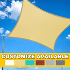 Artpuch Waterproof Sun Shade Sail, 10'x10' Cream Rectangular, UV Resistant Rain Canopy, Curved Edges Shade Cloth for Outdoor Patio, Deck, Yard (Customizable)